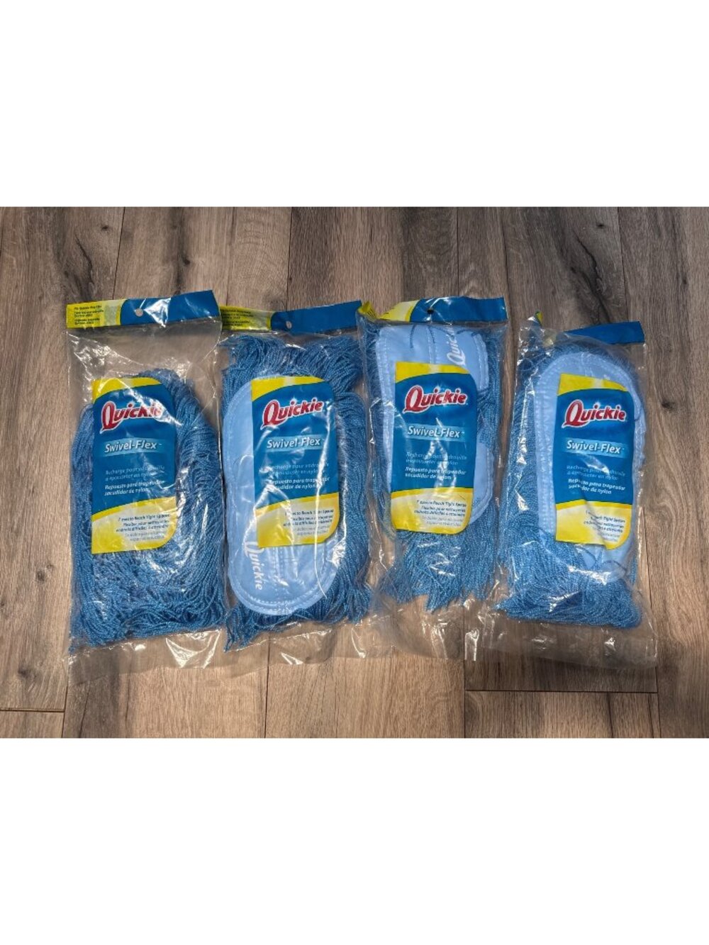 Quickie Swivel-Flex Nylon Mop Head 4 Pack Refill For Quickie Mop #0654 Blue Flex